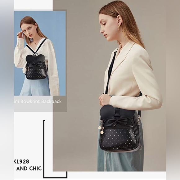 NWT Girls Bowknot Polka Dot Cute Mini Backpack Small Daypacks - Picture 2 of 6